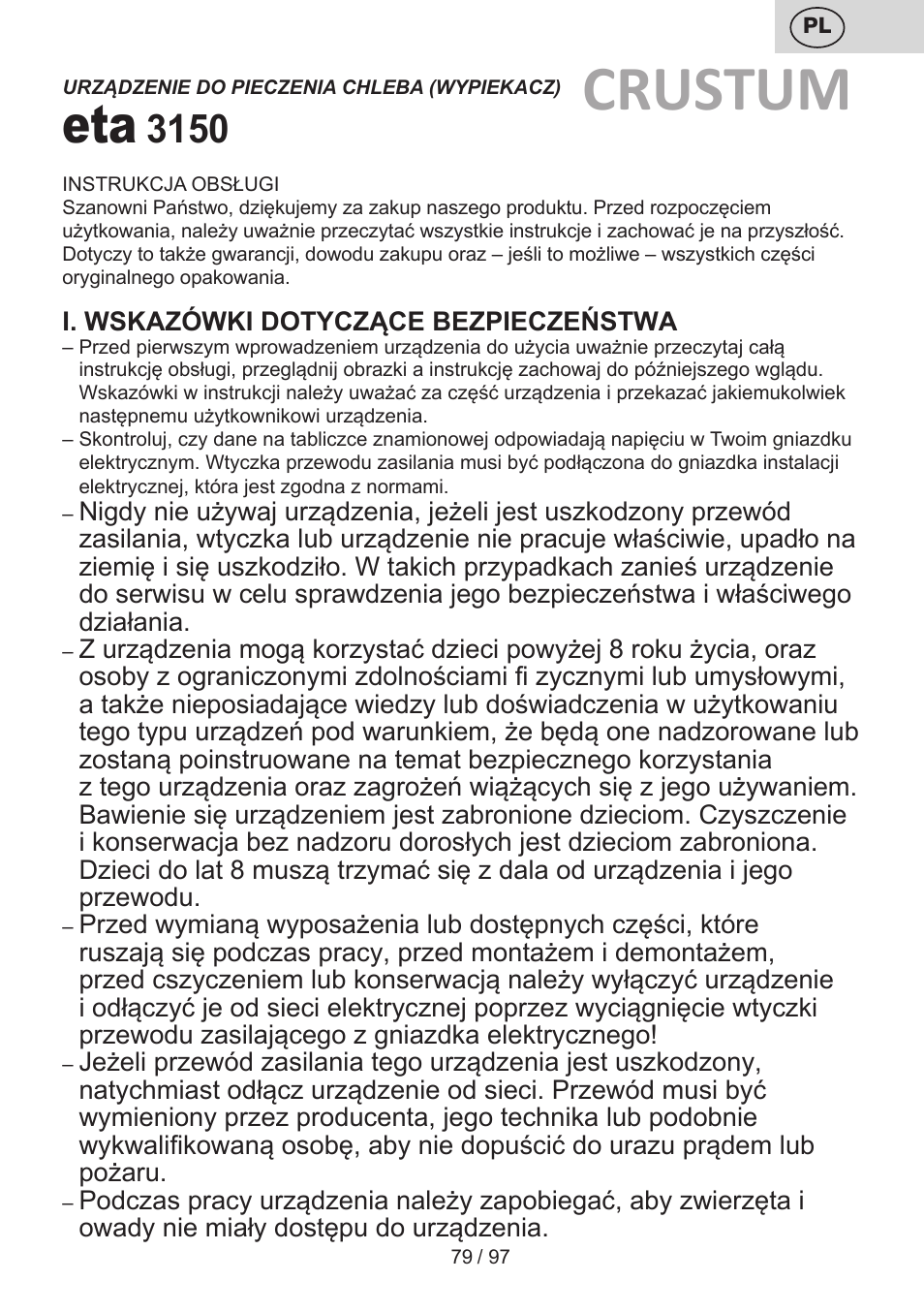 Crustum | ETA Crustum User Manual | Page 79 / 100