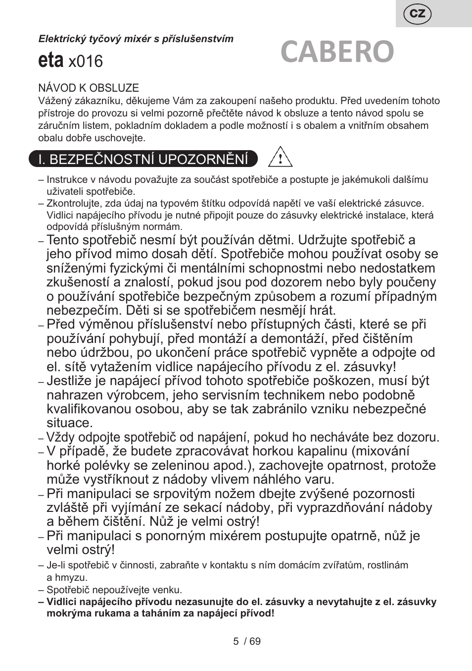 Cabero, X016 | ETA Cabero 4 v 1 User Manual | Page 5 / 72