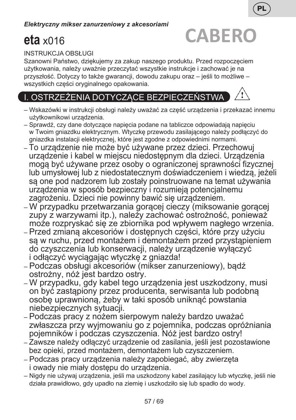 Cabero, X016 | ETA Cabero 4 v 1 User Manual | Page 57 / 72