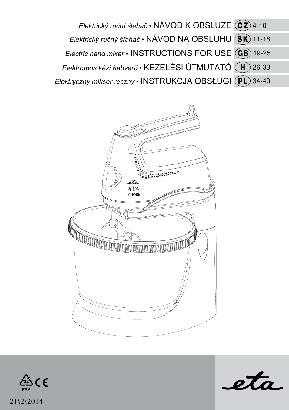 ETA Cuore User Manual | 44 pages