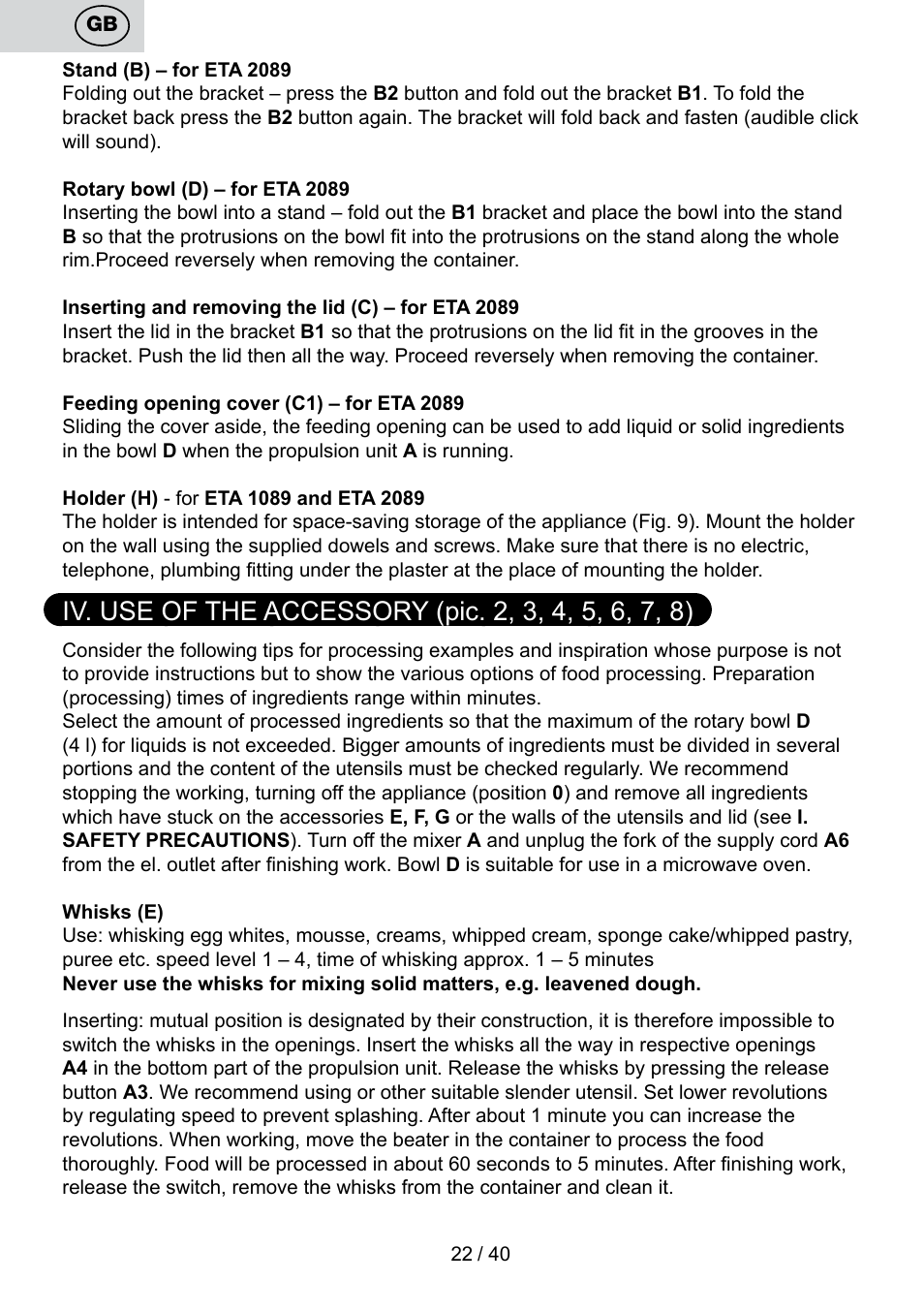 ETA Cuore User Manual | Page 22 / 44