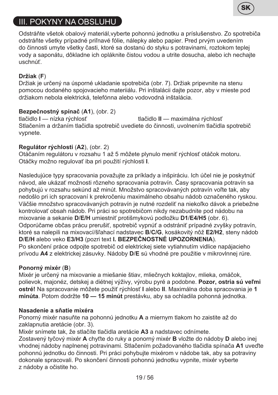 Iii. pokyny na obsluhu | ETA Spesso User Manual | Page 19 / 60