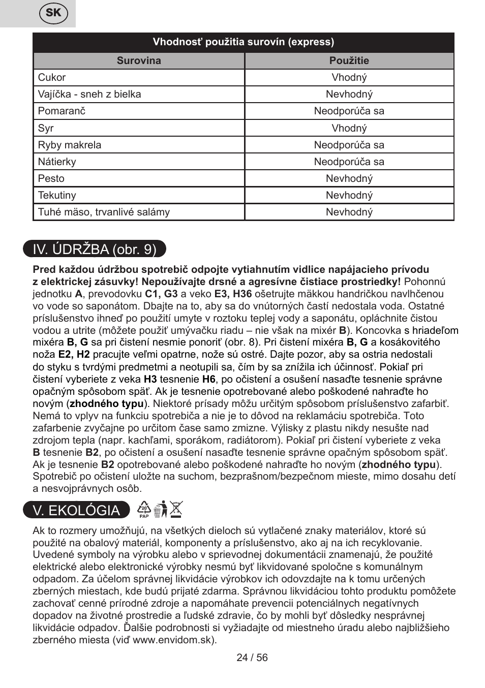Iv. údržba (obr. 9), V. ekológia | ETA Spesso User Manual | Page 24 / 60