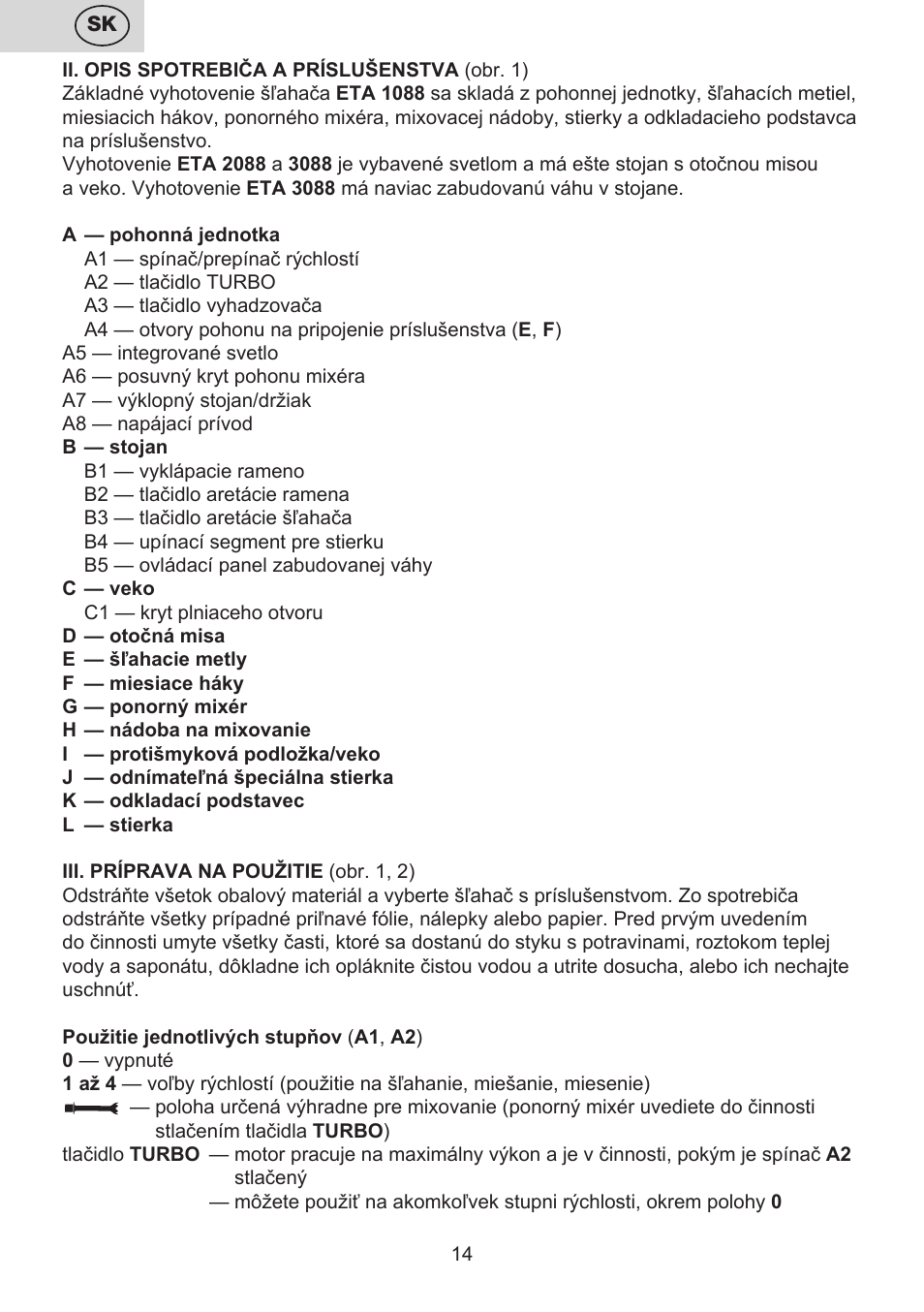 ETA Multiplo User Manual | Page 14 / 68