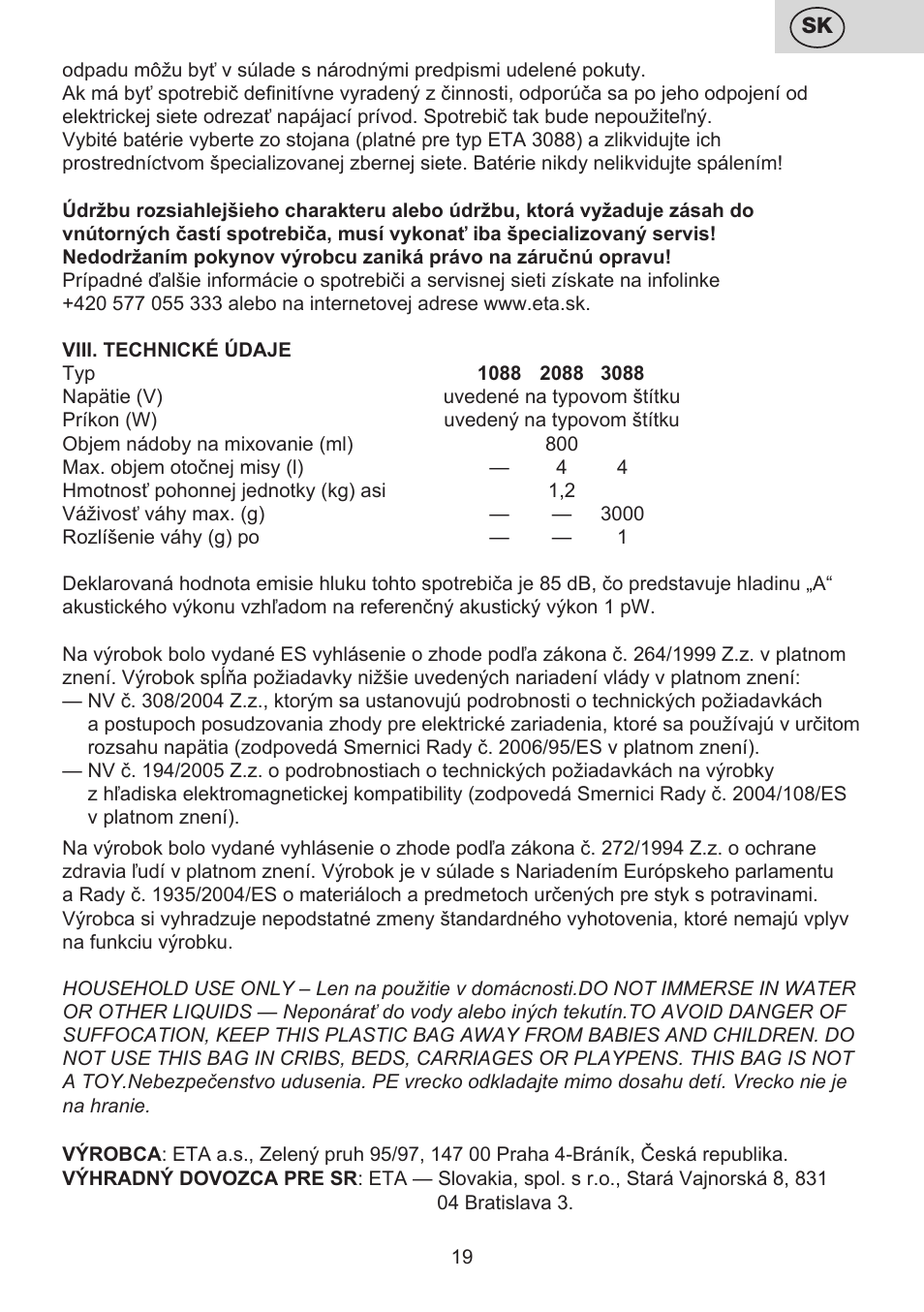 ETA Multiplo User Manual | Page 19 / 68