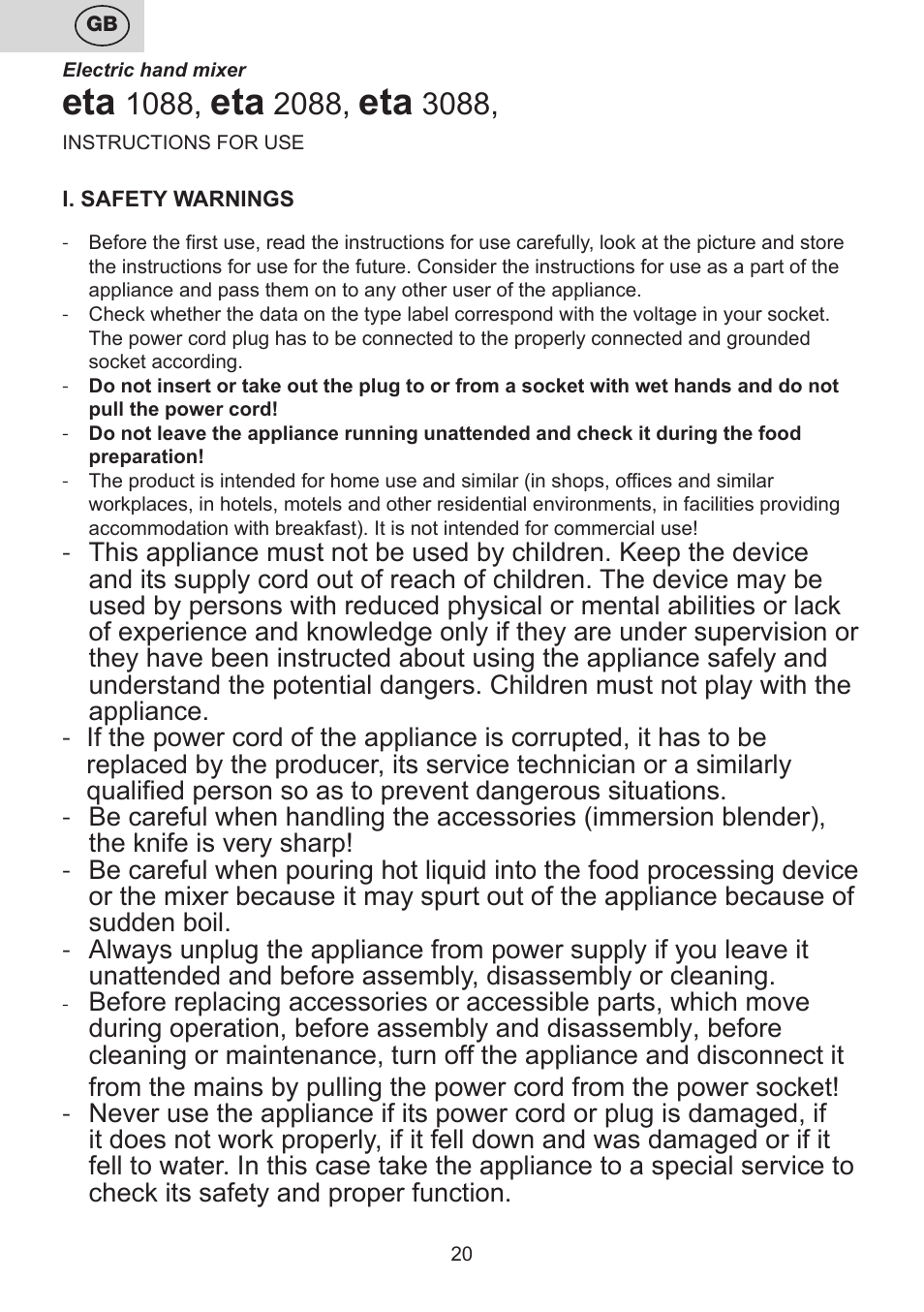 ETA Multiplo User Manual | Page 20 / 68