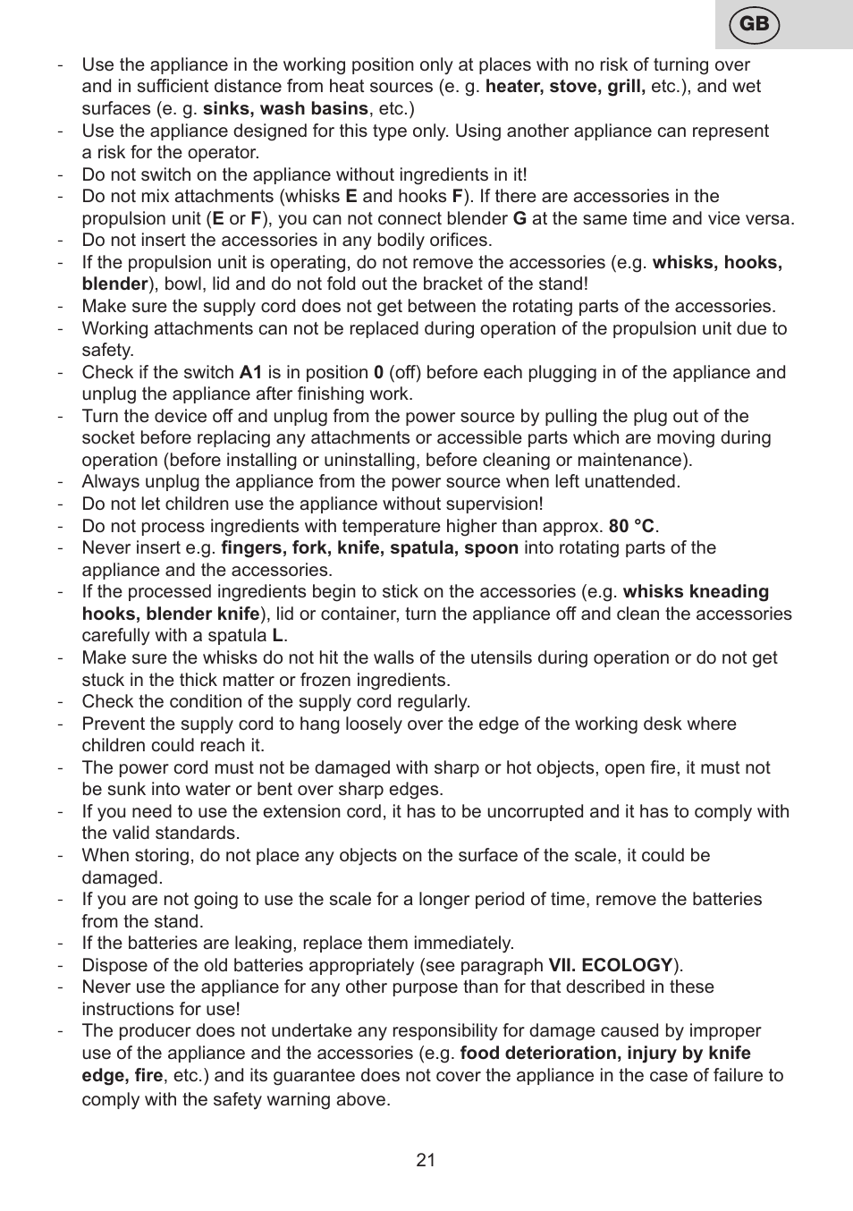 ETA Multiplo User Manual | Page 21 / 68