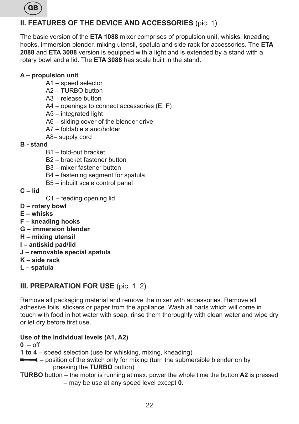 ETA Multiplo User Manual | Page 22 / 68