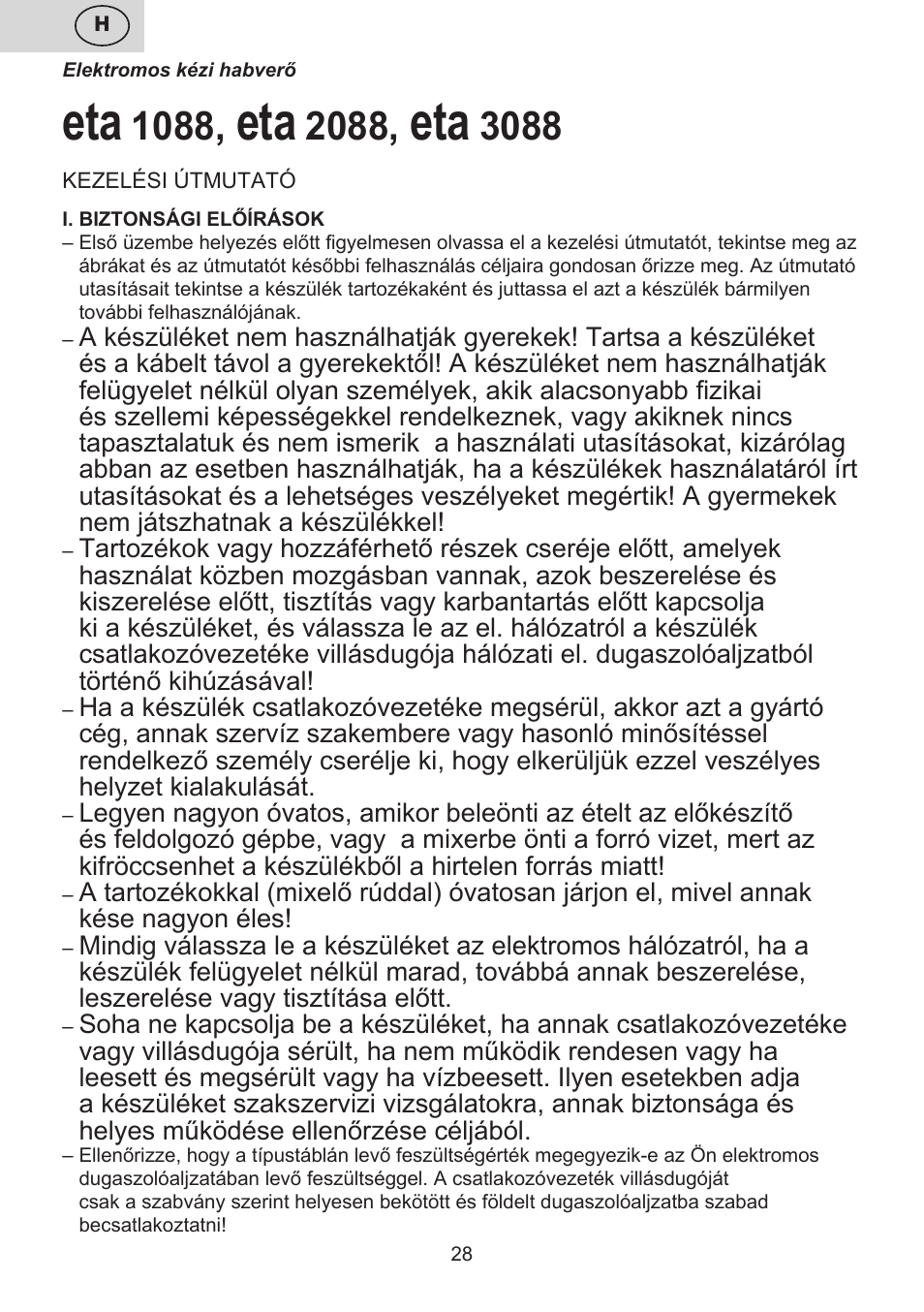 ETA Multiplo User Manual | Page 28 / 68