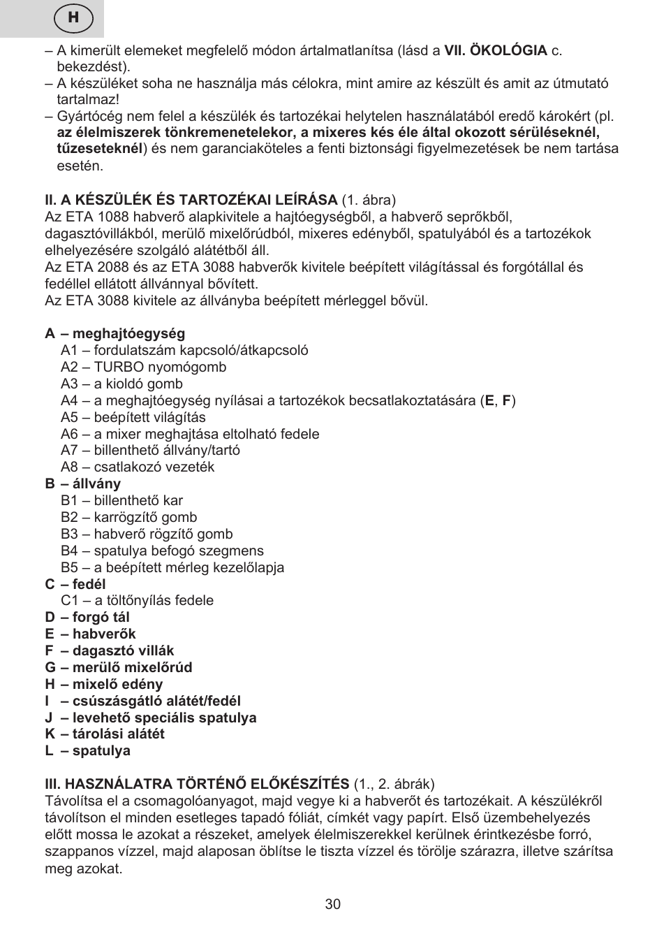 ETA Multiplo User Manual | Page 30 / 68