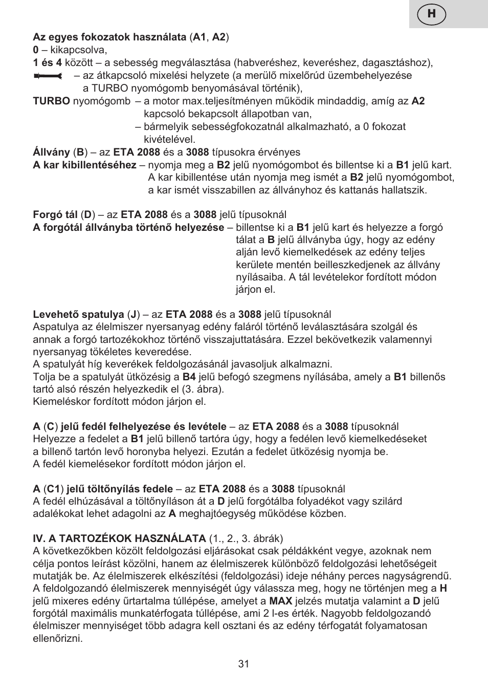 ETA Multiplo User Manual | Page 31 / 68