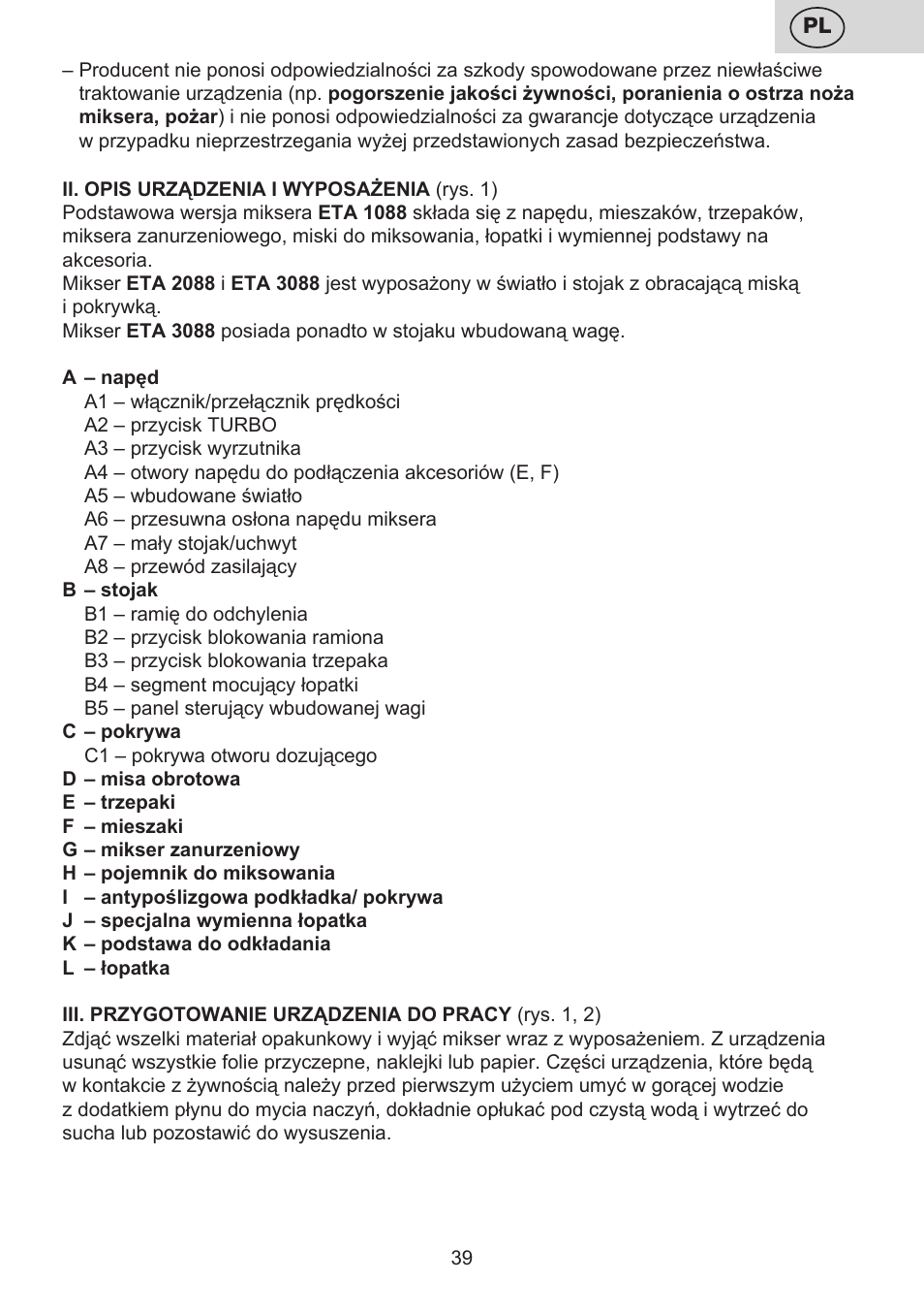 ETA Multiplo User Manual | Page 39 / 68