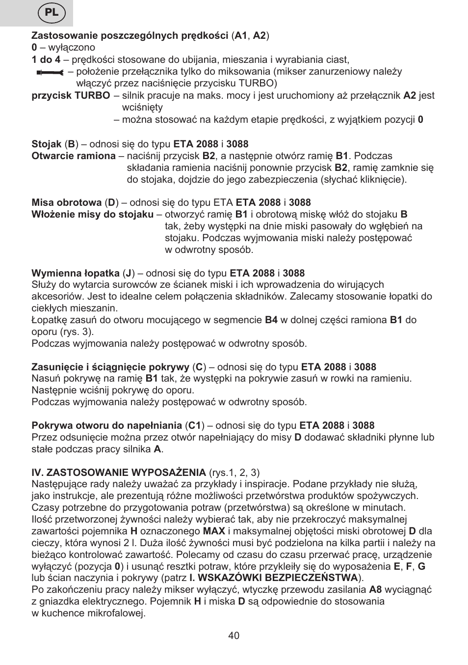 ETA Multiplo User Manual | Page 40 / 68