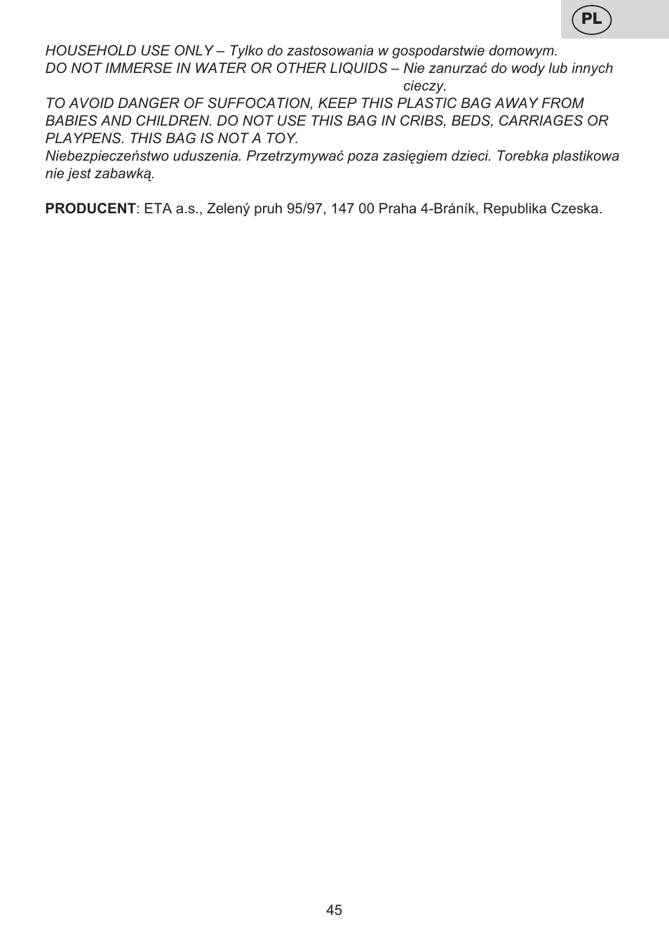 ETA Multiplo User Manual | Page 45 / 68