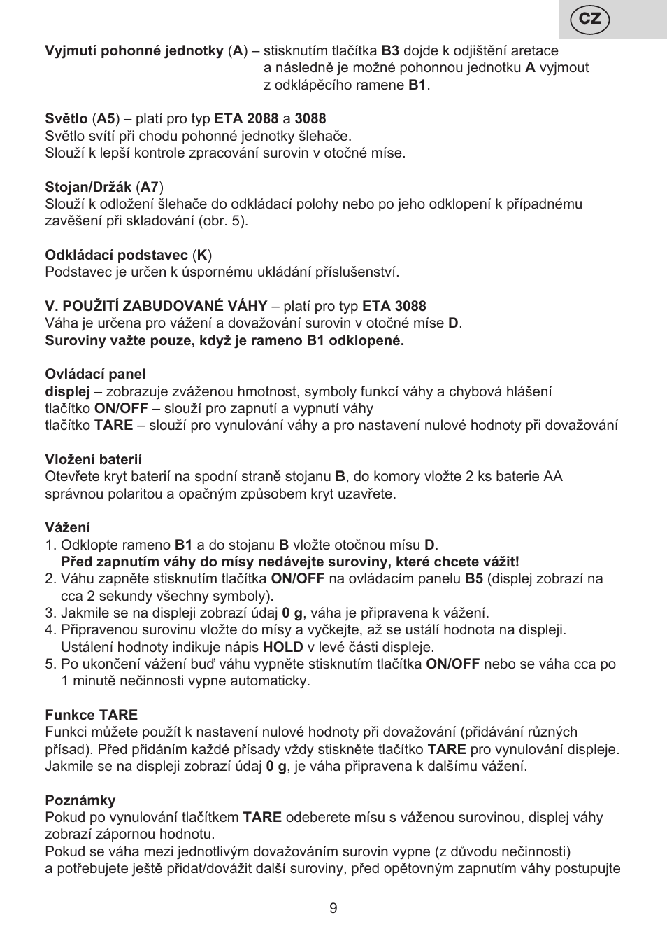 ETA Multiplo User Manual | Page 9 / 68