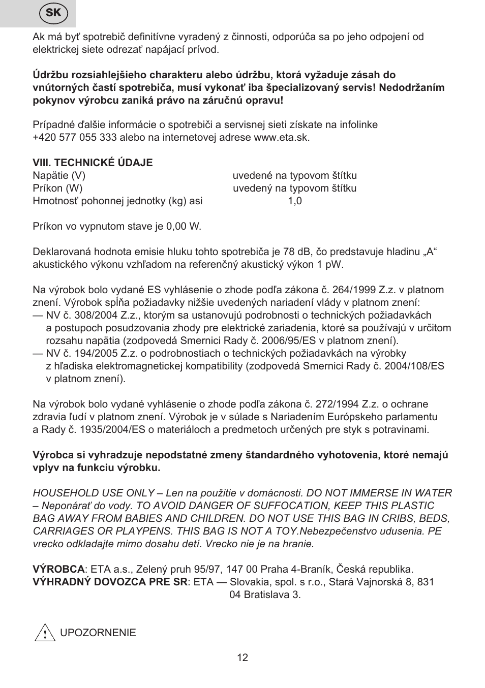 ETA Lavado User Manual | Page 12 / 40