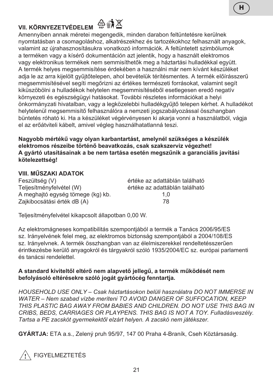 ETA Lavado User Manual | Page 21 / 40