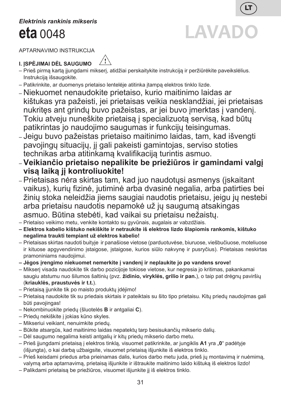 ETA Lavado User Manual | Page 31 / 40