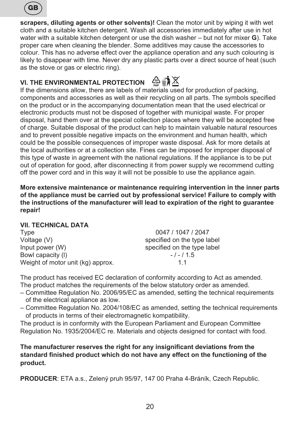 ETA Fresco User Manual | Page 20 / 48