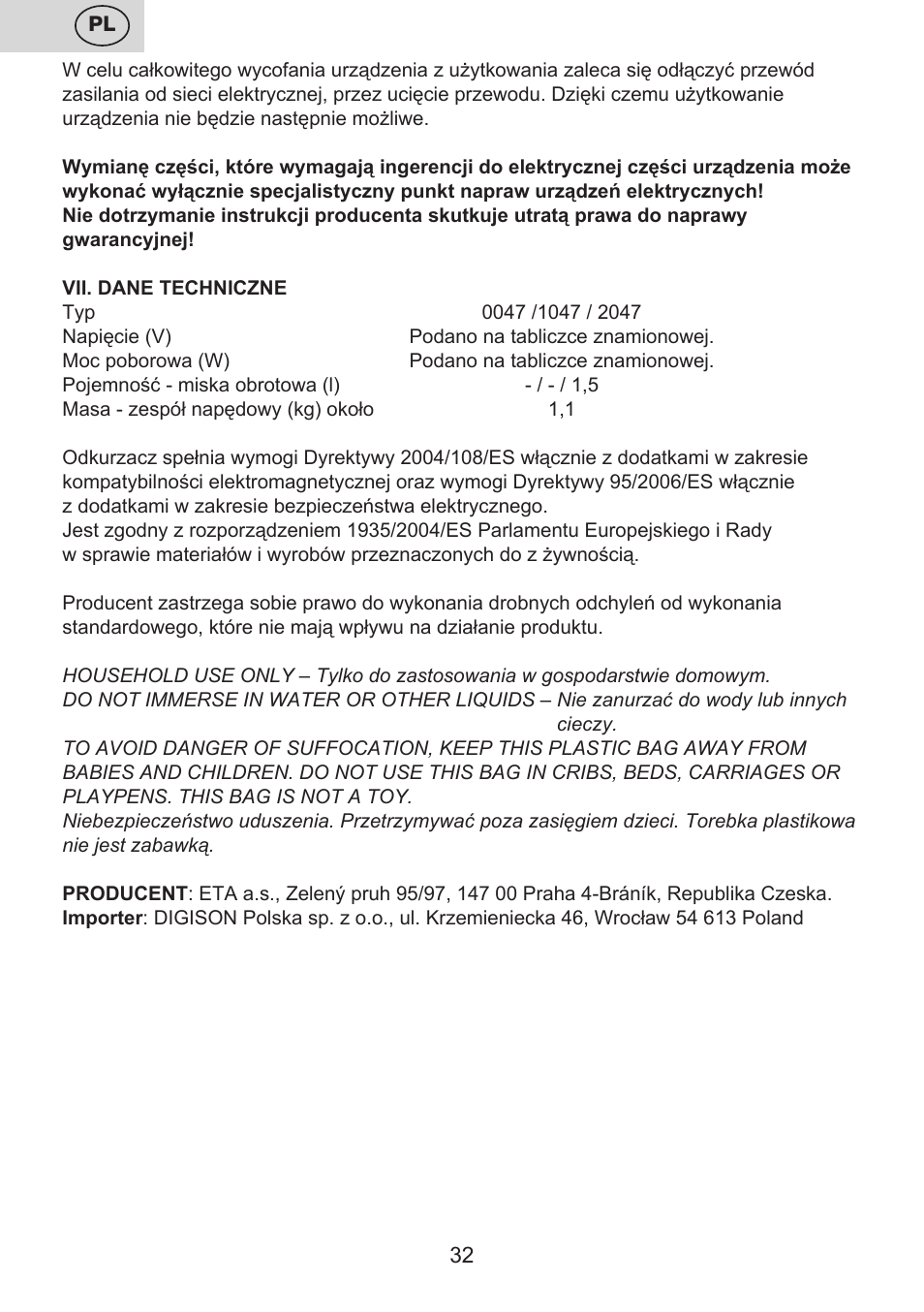 ETA Fresco User Manual | Page 32 / 48