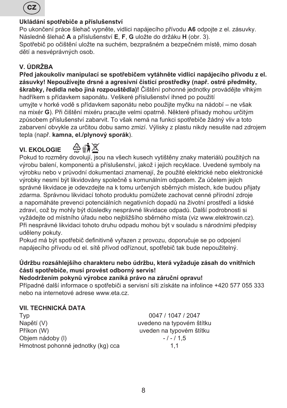 ETA Fresco User Manual | Page 8 / 48
