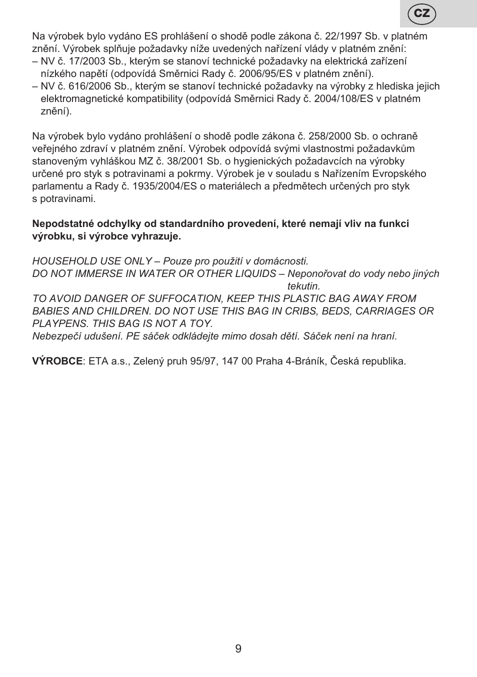 ETA Fresco User Manual | Page 9 / 48