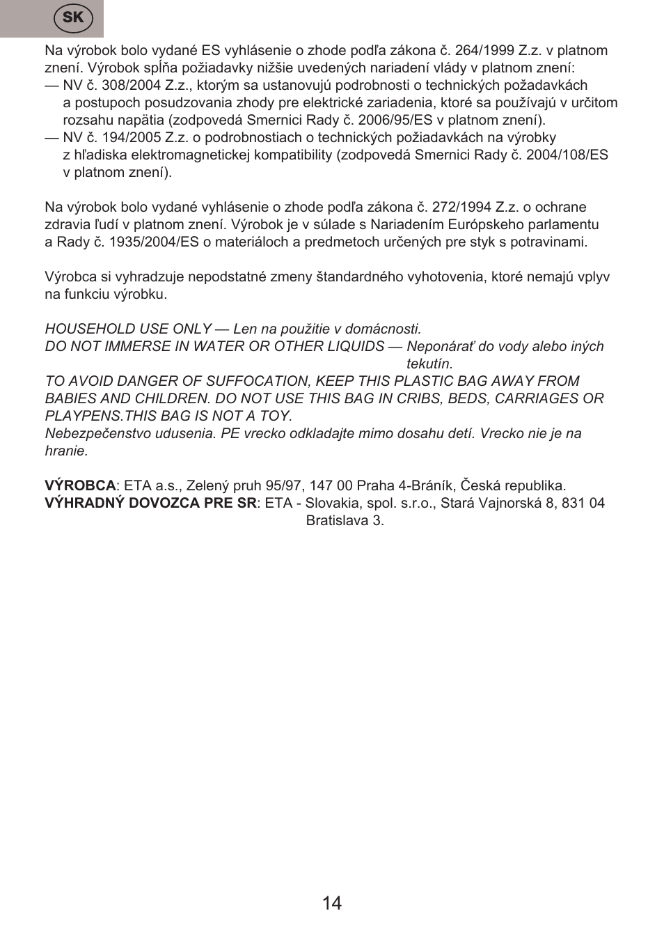 ETA Vassa User Manual | Page 14 / 32