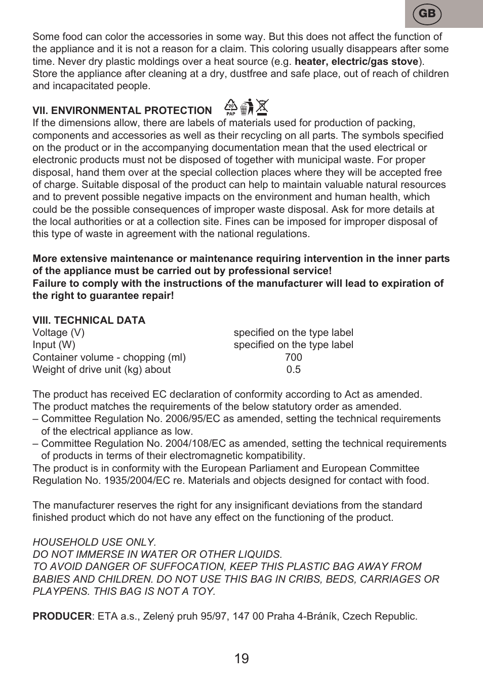 ETA Vassa User Manual | Page 19 / 32
