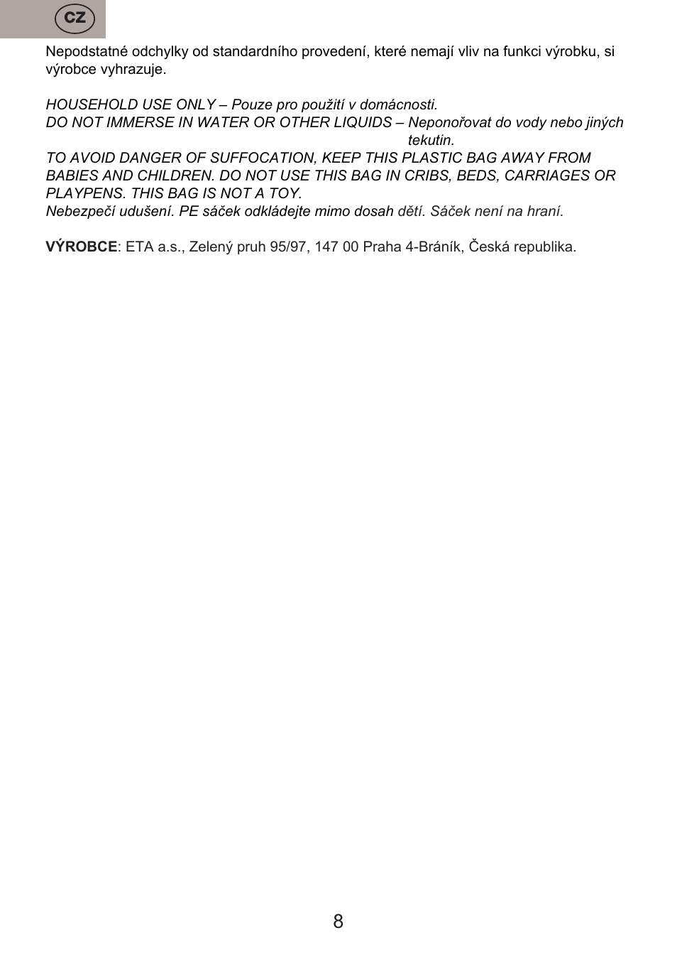 ETA Vassa User Manual | Page 8 / 32