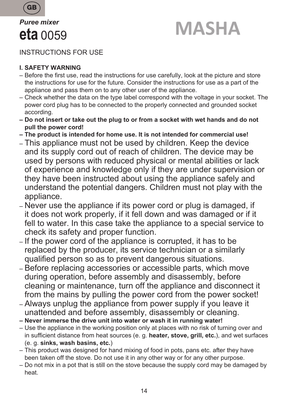 Masha | ETA Masha User Manual | Page 14 / 32