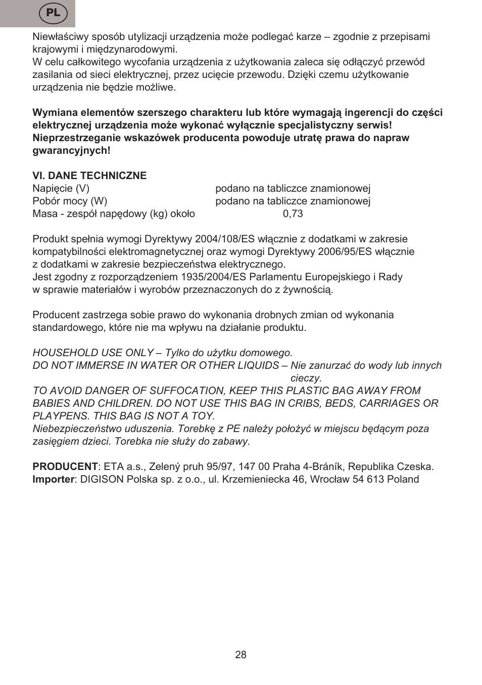 ETA Masha User Manual | Page 28 / 32