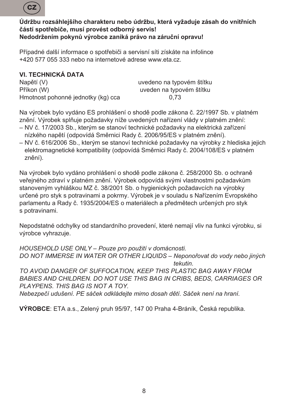ETA Masha User Manual | Page 8 / 32