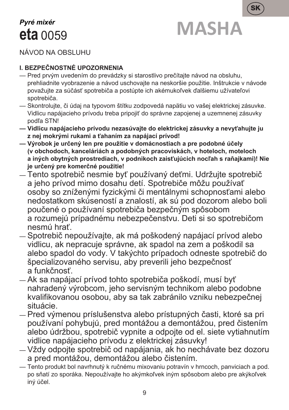 Masha | ETA Masha User Manual | Page 9 / 32