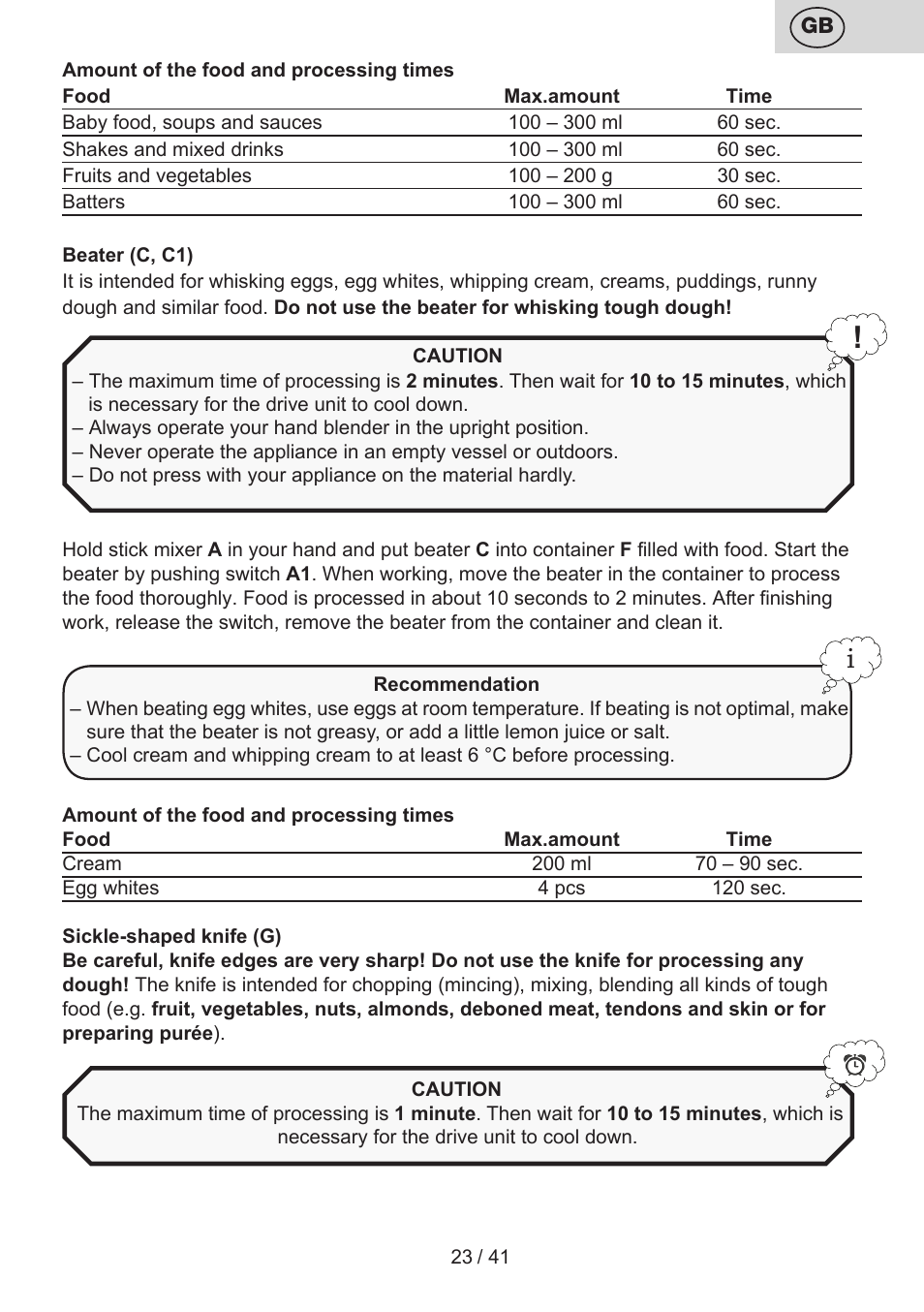 ETA Quatro blade User Manual | Page 23 / 44