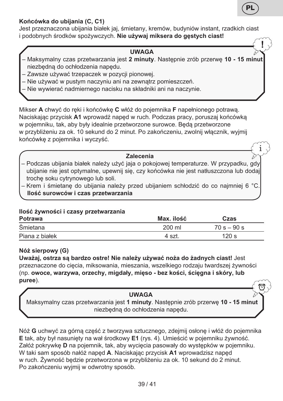 ETA Quatro blade User Manual | Page 39 / 44