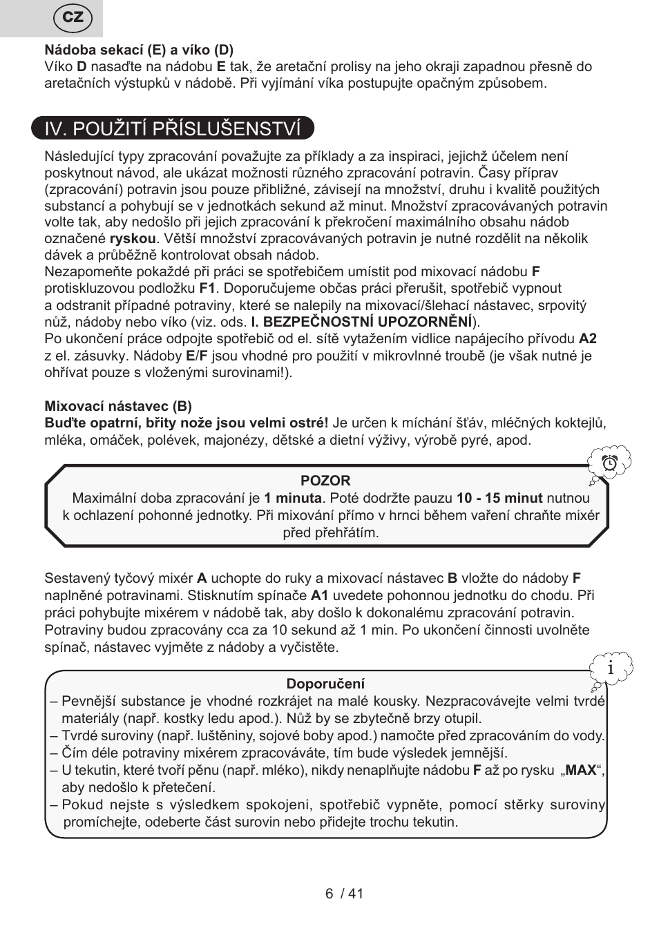 Iv. použití příslušenství | ETA Quatro blade User Manual | Page 6 / 44