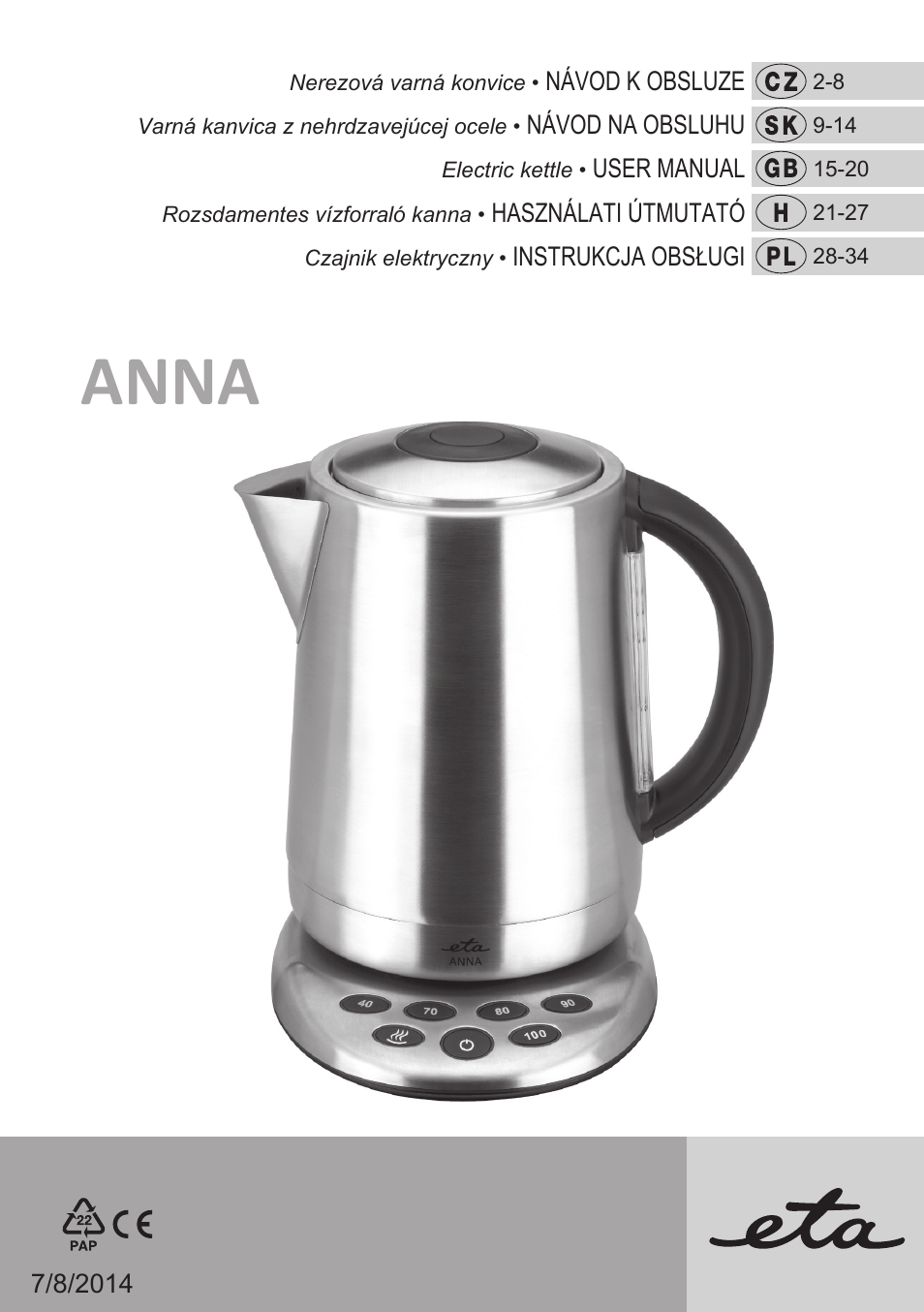 ETA Anna User Manual | 36 pages