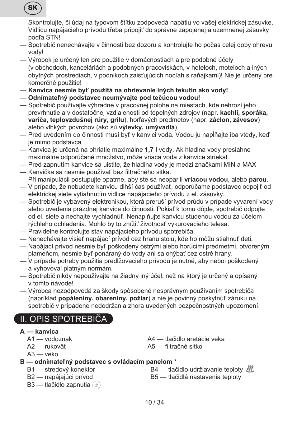 Ii. opis spotrebiča | ETA Anna User Manual | Page 10 / 36