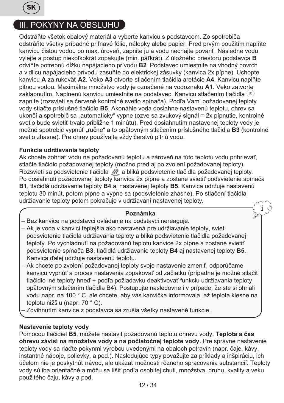 Iii. pokyny na obsluhu | ETA Anna User Manual | Page 12 / 36