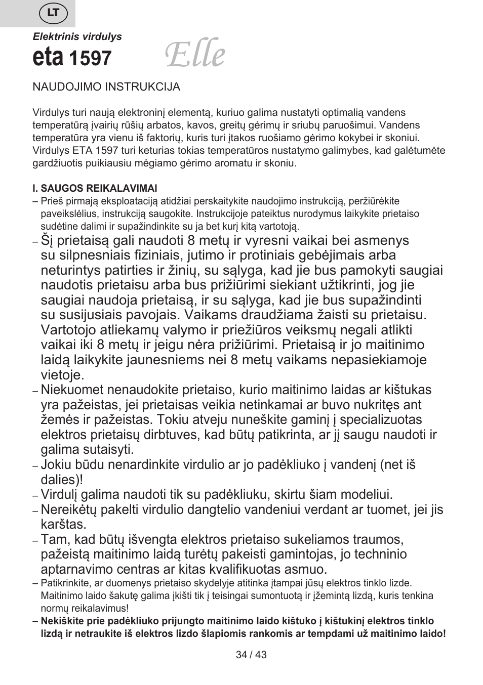 ETA Elle User Manual | Page 34 / 48