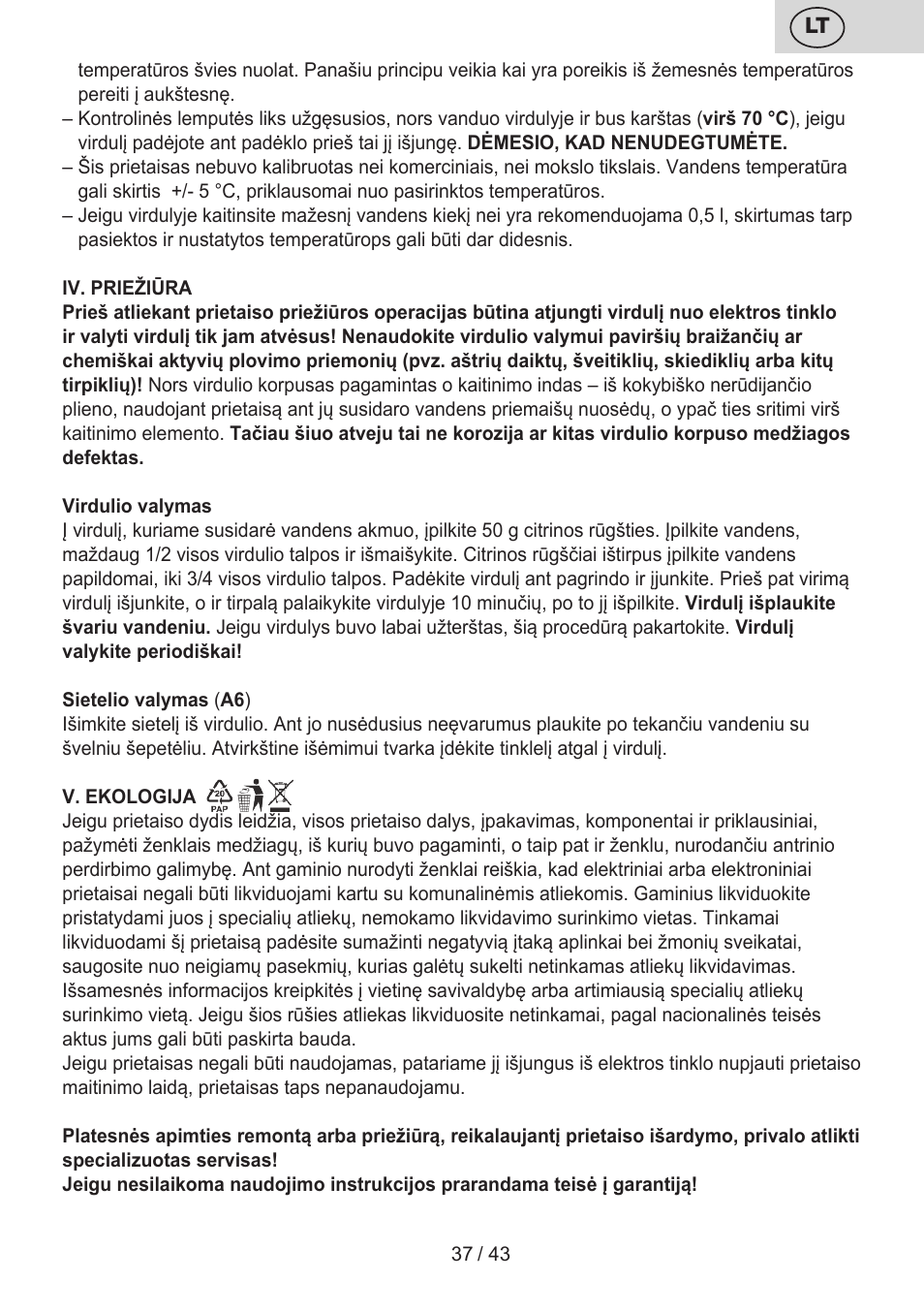 ETA Elle User Manual | Page 37 / 48