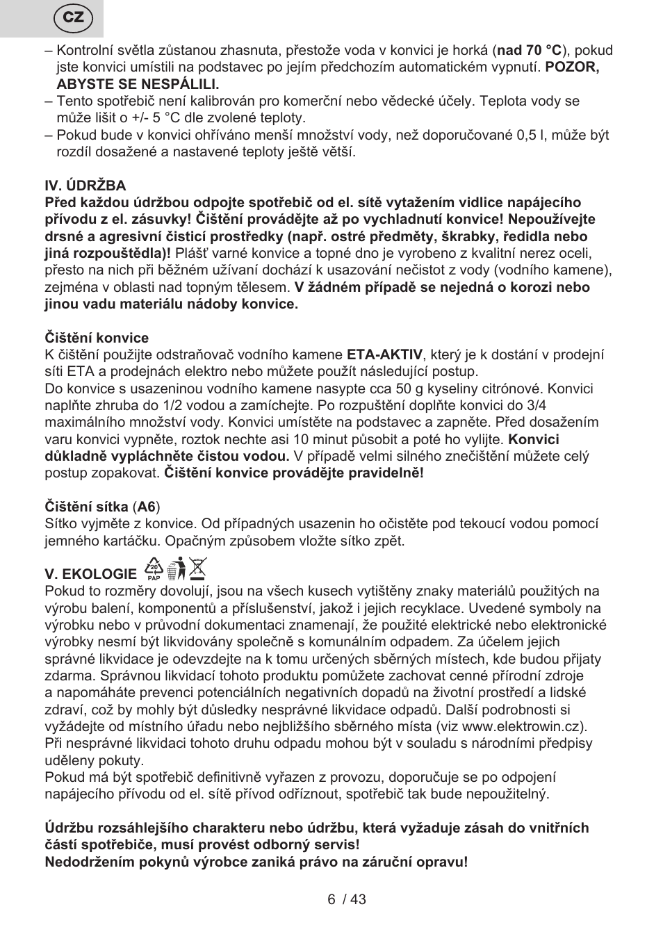 ETA Elle User Manual | Page 6 / 48