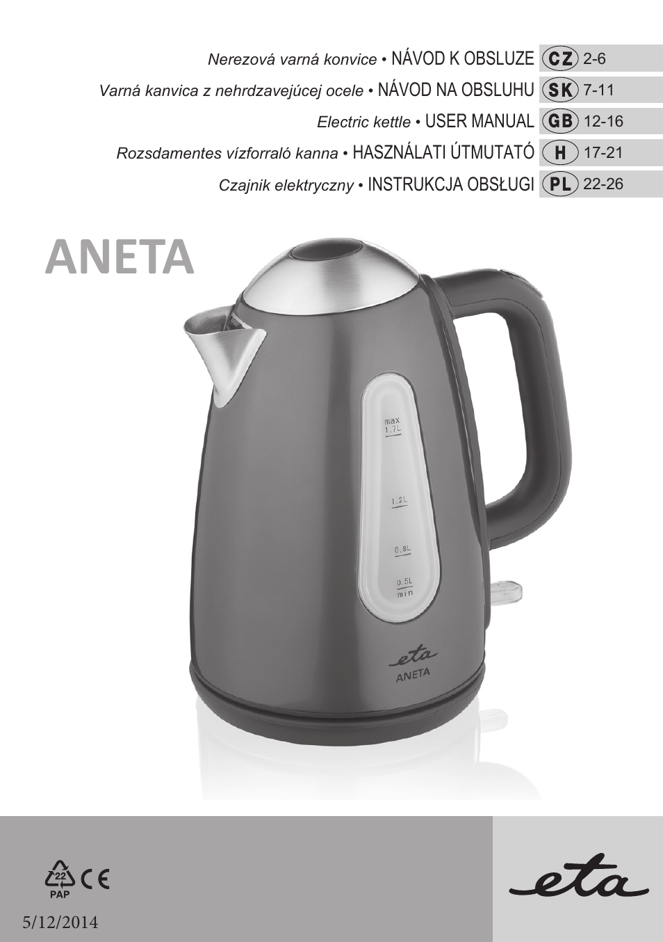 ETA Aneta User Manual | 28 pages