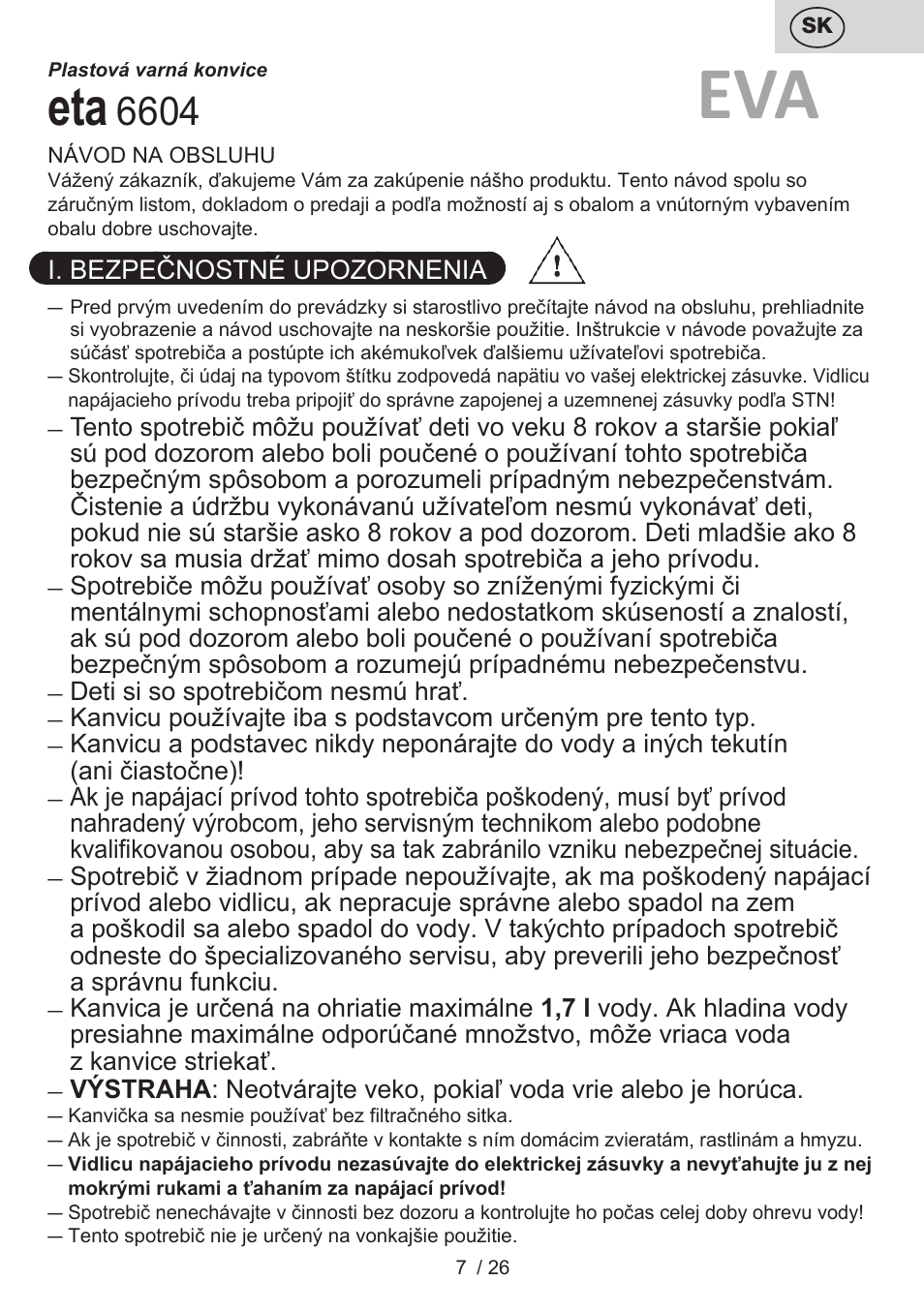 ETA Eva User Manual | Page 7 / 28