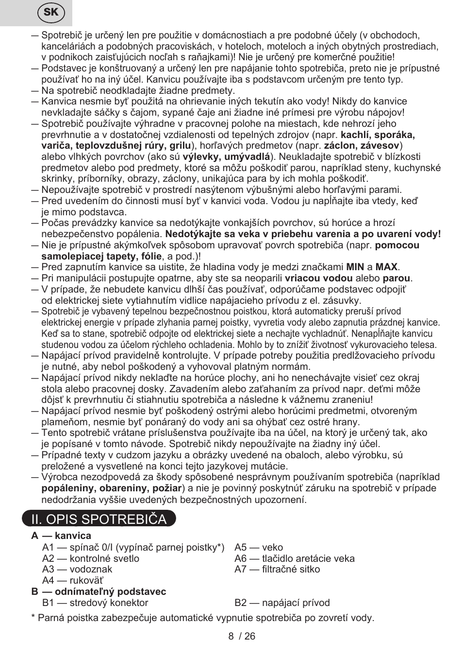Ii. opis spotrebiča | ETA Eva User Manual | Page 8 / 28