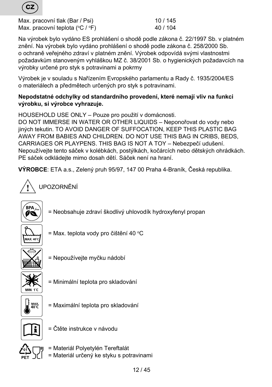 ETA Bublimo User Manual | Page 12 / 48