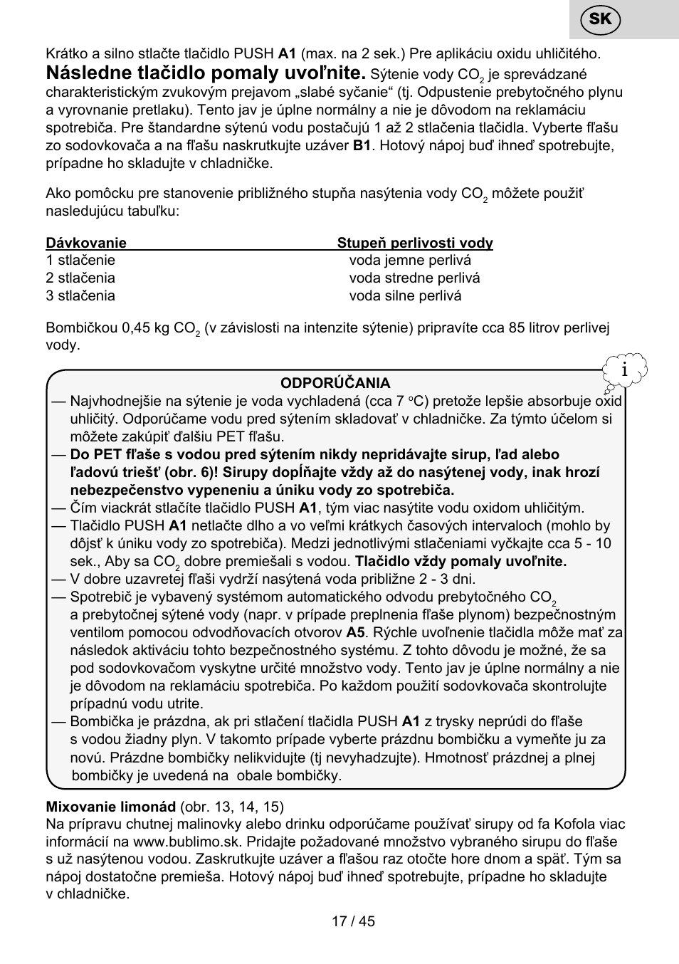 Následnetlačidlopomalyuvoľnite | ETA Bublimo User Manual | Page 17 / 48