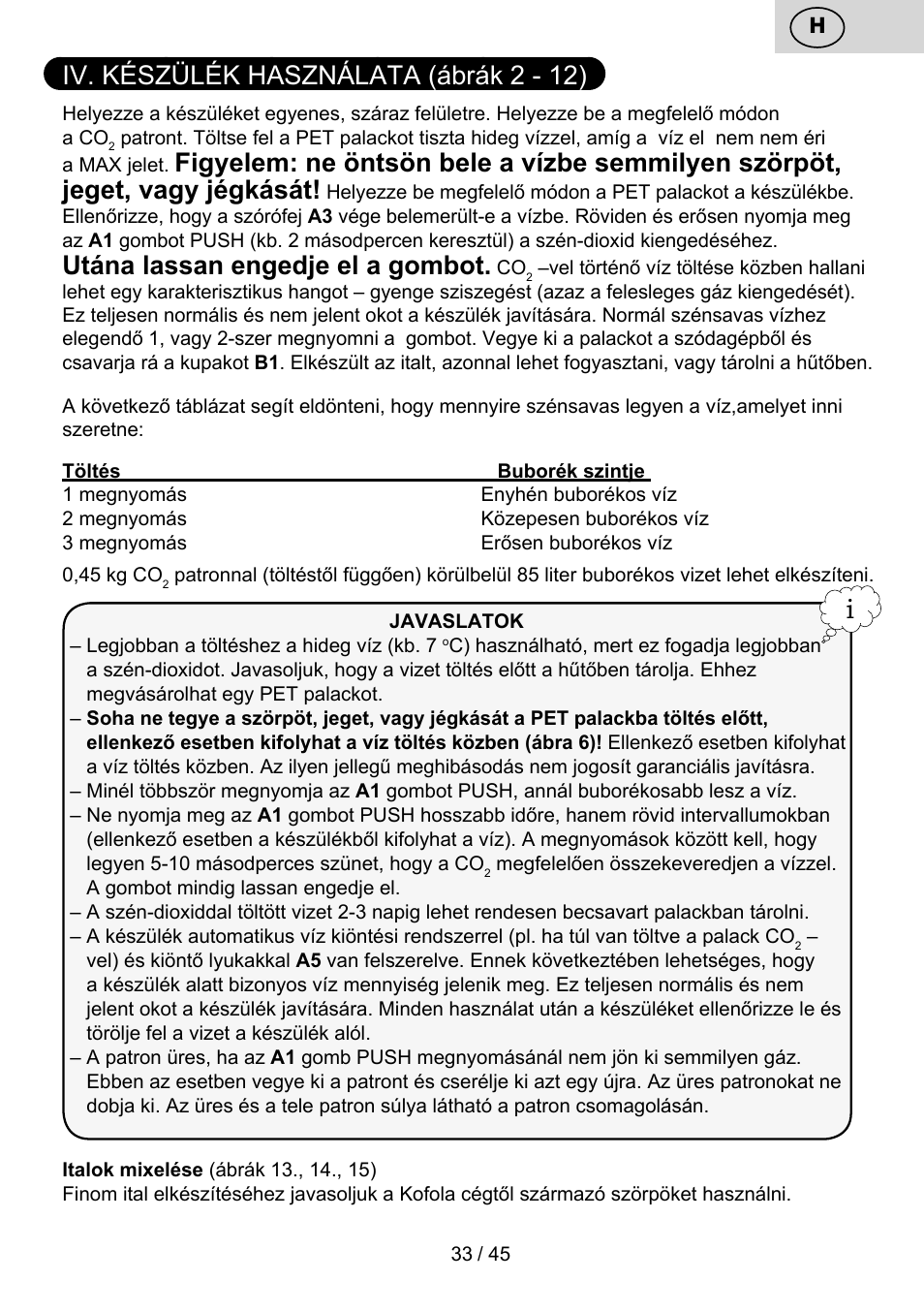 Iv. készülék használata (ábrák 2 - 12), Utánalassanengedjeelagombot | ETA Bublimo User Manual | Page 33 / 48