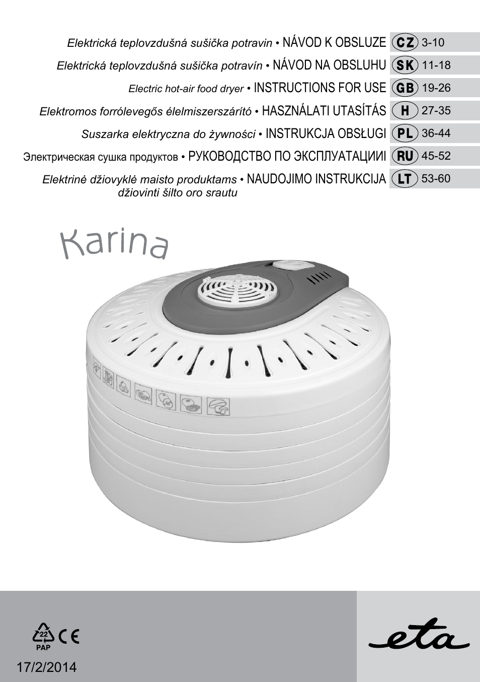ETA Karina User Manual | 64 pages
