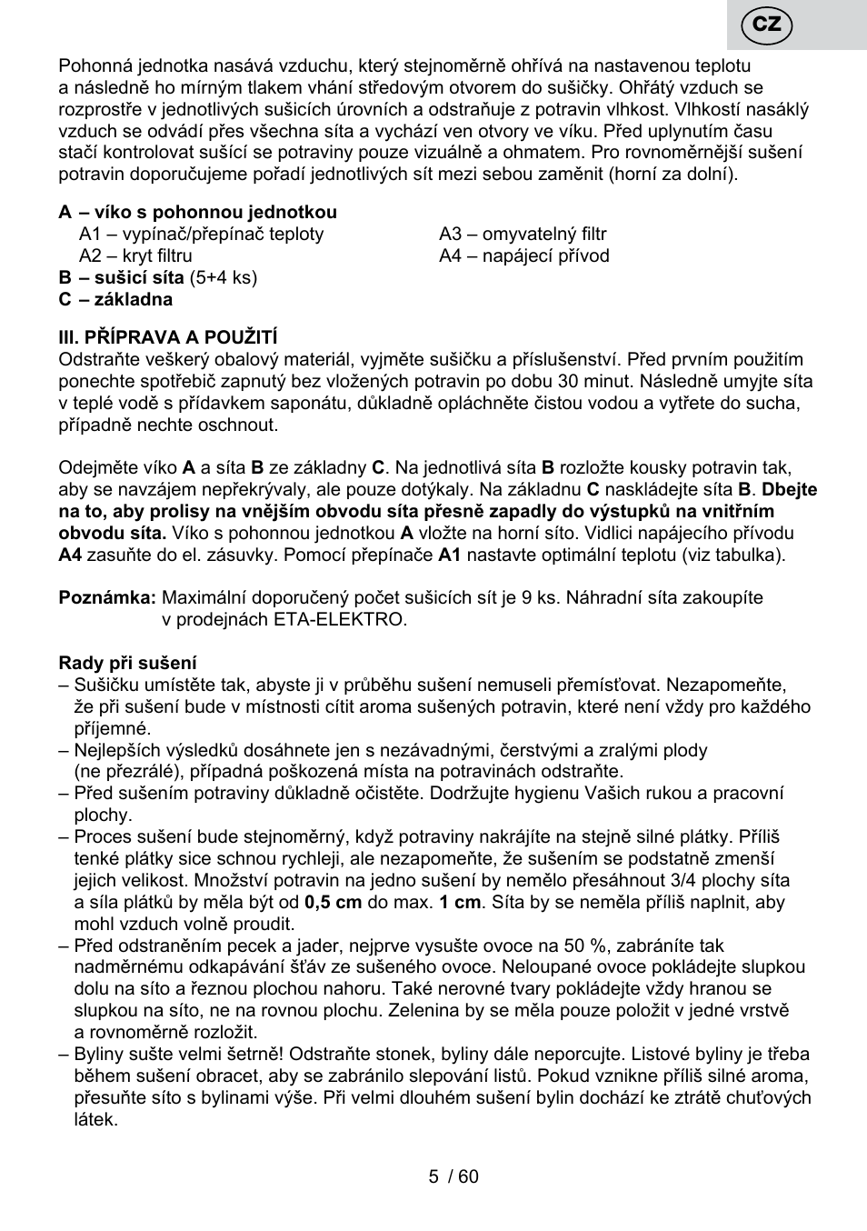 ETA Karina User Manual | Page 5 / 64